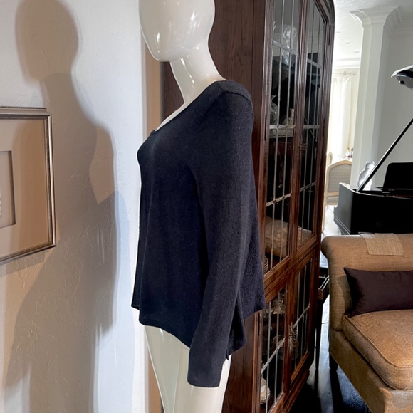 Anthopologie Navy and Black Marled Scoop Neck Swing Sweater - Small - Picture 4 of 14